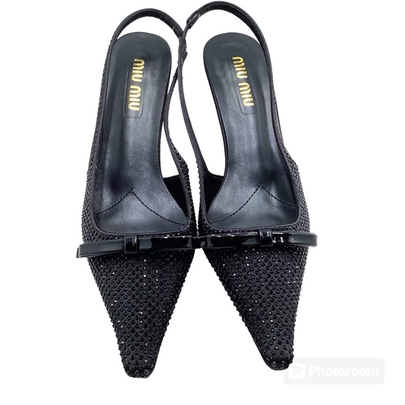 🆕{Miu Miu} Sling Back Beaded Heels - Picture 1 of 13